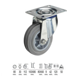 Rueda Industrial Goma Gris...