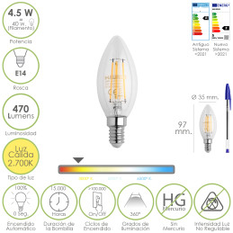 Bombilla Led Filamento Vela...