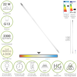Tubo Led T8 150 cm. 22...