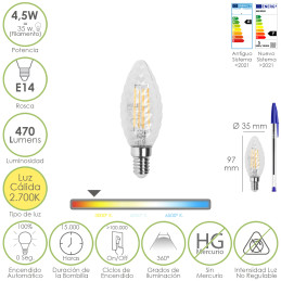 Bombilla Led Filamento Vela...