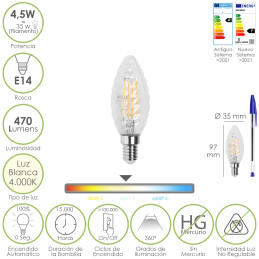 Bombilla Led Filamento Vela...