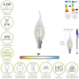 Bombilla Led Filamento Vela...
