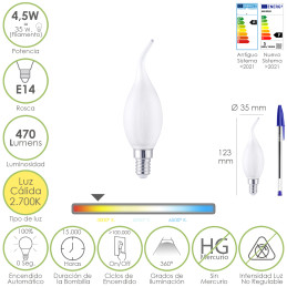 Bombilla Led Filamento Vela...