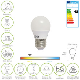 Bombilla Led Esferica E27 5...